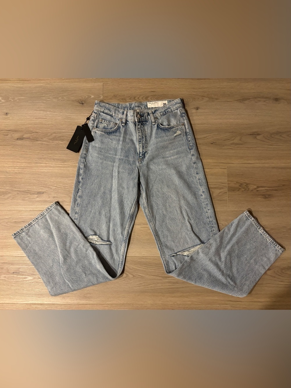 rag & bone Jeans Light Wash High- Rise Relaxed Straight Jeans MSRP $298 - Picture 3 of 8